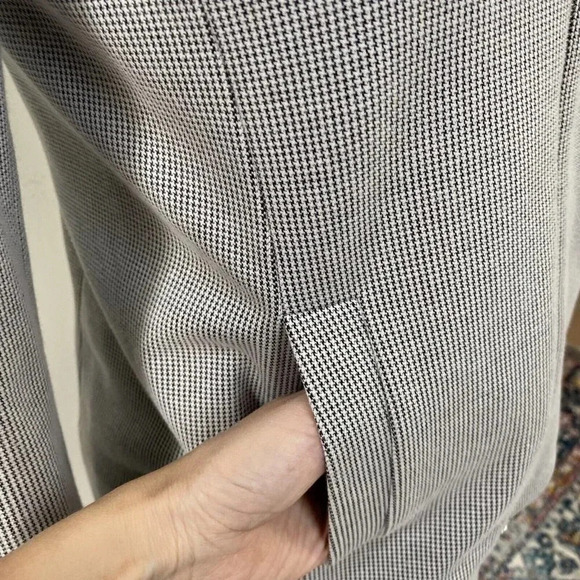 Hugo Boss Jelinita Blazer Black White Full Zip Wool Blend Houndstooth Jacket 2 - Picture 8 of 16